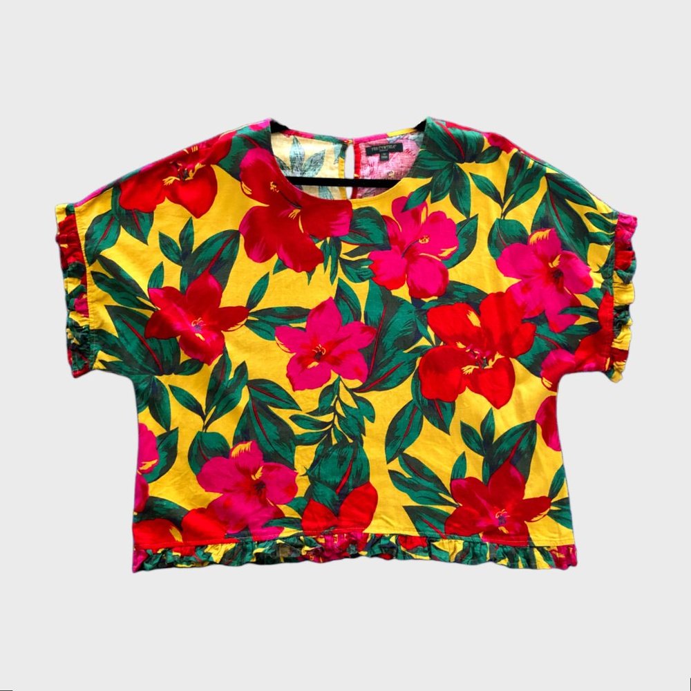For Cynthia Linen Blend Colorful Floral Blouse size 1X
